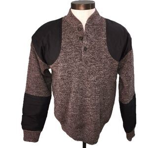 Cabela's Heavyweight Windshear Wool Brown Henley Sweater Size M